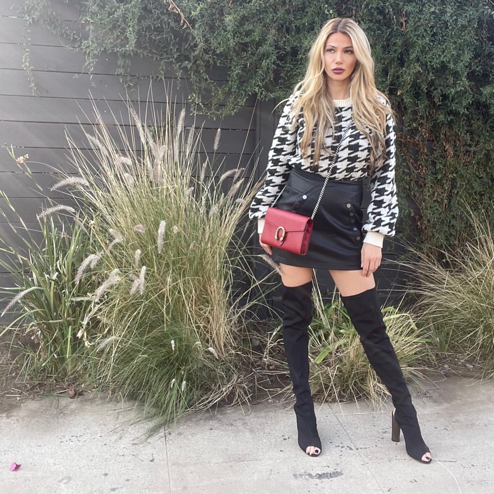 BcBg leather button high waist skirt